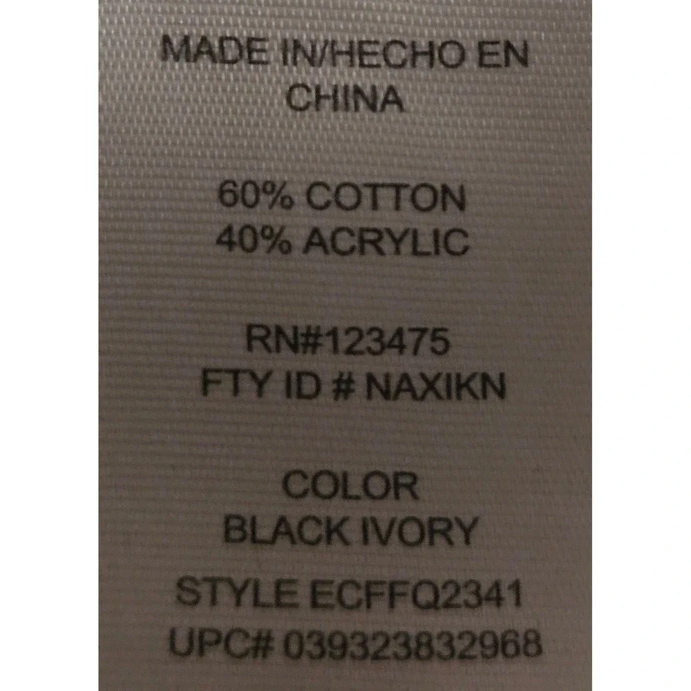 Ellen Tracy Women's Black Ivory Space‎ Dye Knit Sweater Textured Tunic Sz Medium